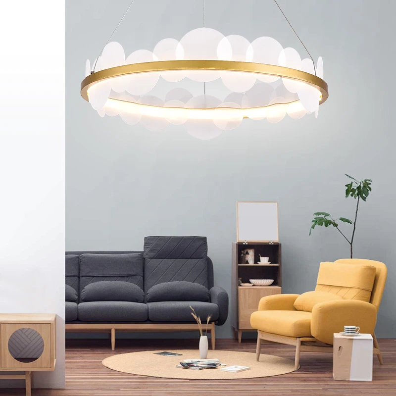 Nordic Romantic Circle Clouds LED Chandelier Lighting Home Decor Light Living Room Bedroom Indoor Lights Strong | Лампы и освещение