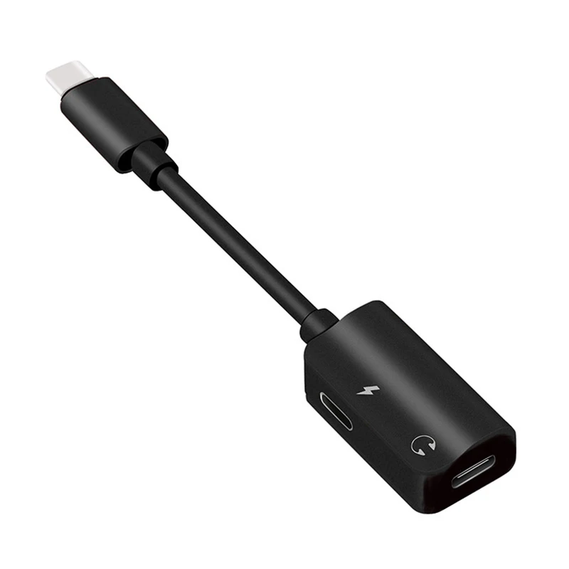 Usb type C type-C до 3,5 мм Aux 2 в 1 USB-C разъем для наушников аудио адаптер или двойной type-C для samsung huawei P20 Macbook Oneplus - Цвет: black