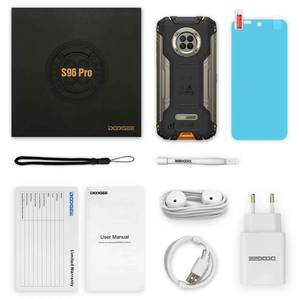DOOGEE S96 Pro 2021 Rugged Phone 48MP Quad Camera smartphone 20MP Infrared Night Vision Helio G90 Octa Core 8+128GB NFC