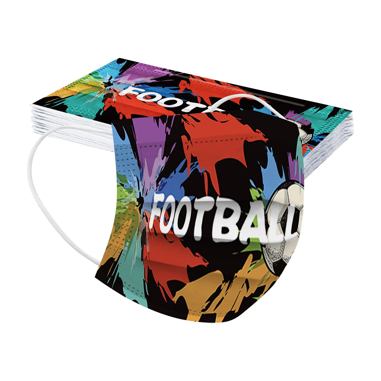 10/50pcs Football Print Face Masks Children's Three-layer Windproof Foggy Dust-proof Maskeuropean Cup Cartoon Disposable Mask | Красота и