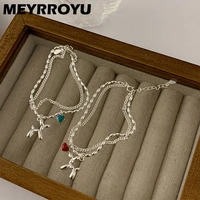 meyrroyu 2022 popular cute style balloon dog 2 layer love heart bracelet birthday gift for women girl exquisite fashion jewelry