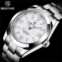 2021 benyar new top brand casual fashion simple men automatic mechanical watch stainless steel luminous pointer waterproof clock