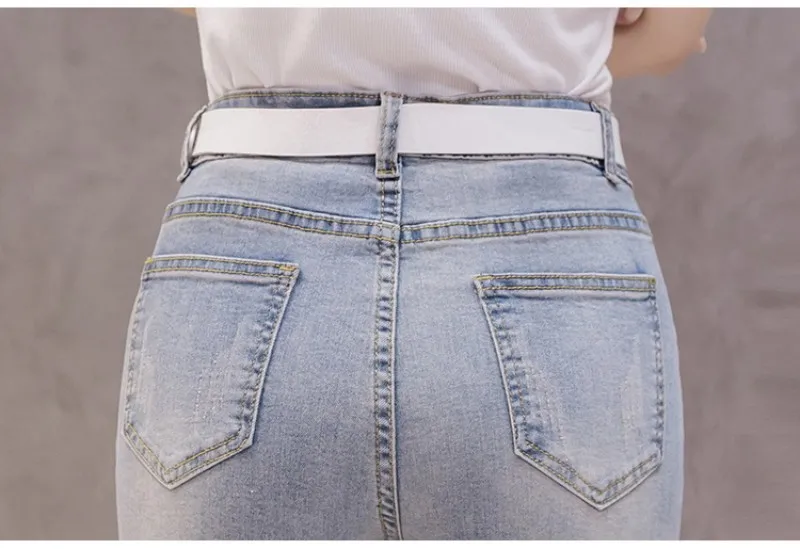 Женские джинсы бойфренд с высокой талией Стразы бусина бантиком нестандартные