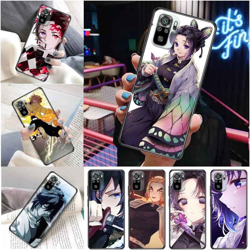 

Demon Slayer Agatsuma Zenitsu Kamado Nezuko Kimetsu No Yaiba Kamado Tanjirou Phone Case For Xiaomi Redmi Note 10 10T Pro Cases