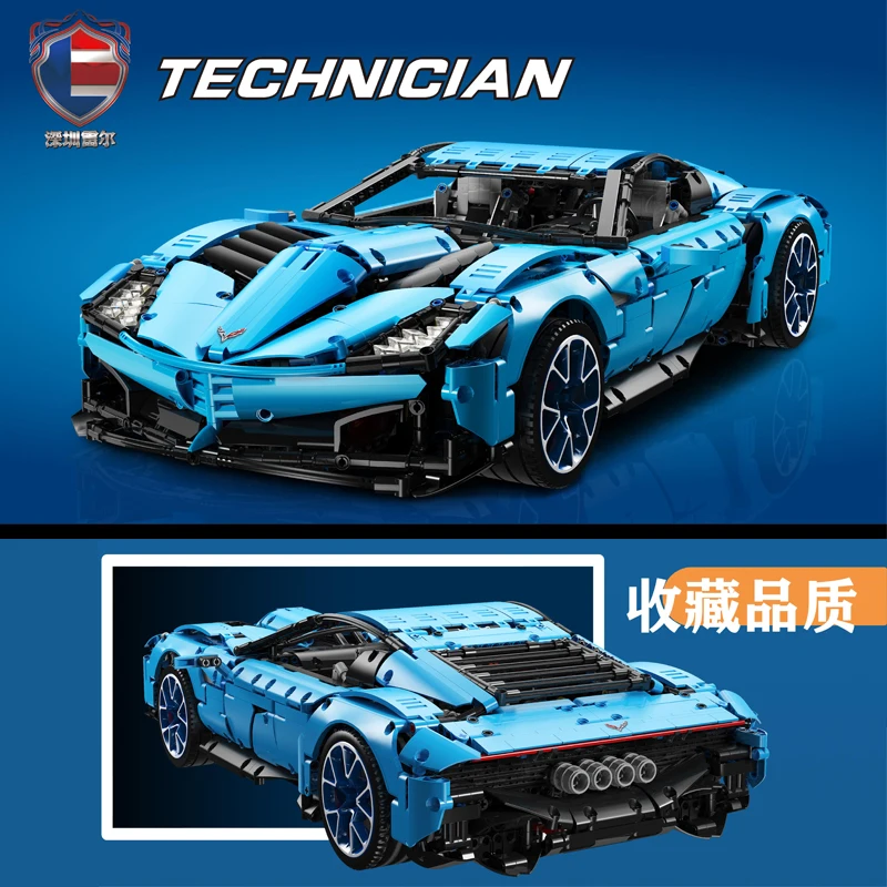 MOC Techinic Chevrolets Corvettes гоночный автомобиль Toro Azzurro модель строительные блоки кирпичи