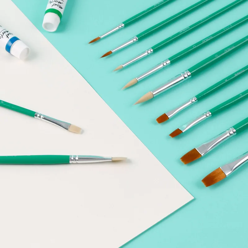 Набор масляных кистей нейлоновые с натуральной щетиной разные размеры 15