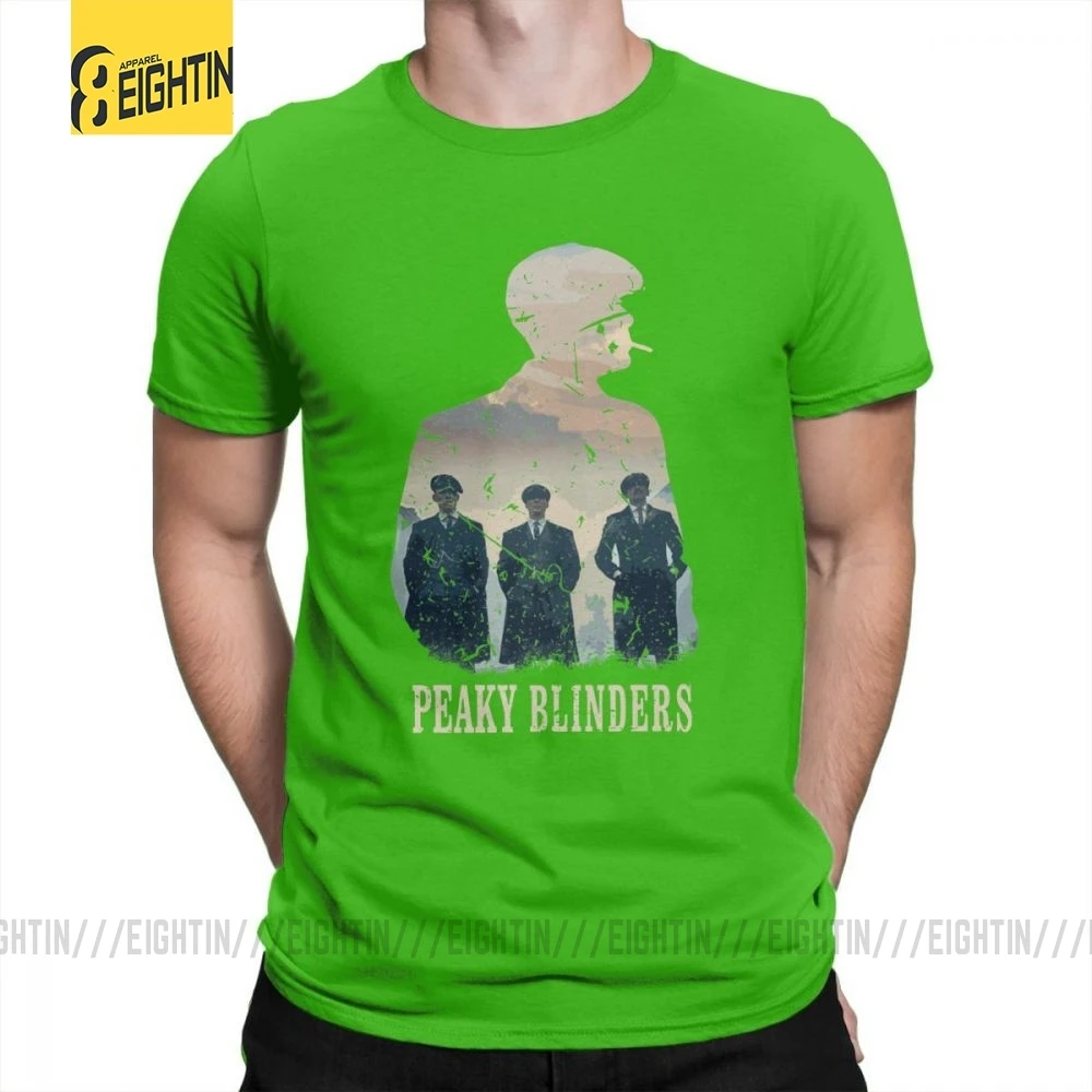 Peaky blinds футболки Уникальные для досуга Чистый хлопок мужские футболки с коротким рукавом o-образным вырезом футболки размера плюс популярный фильм - Цвет: Зеленый