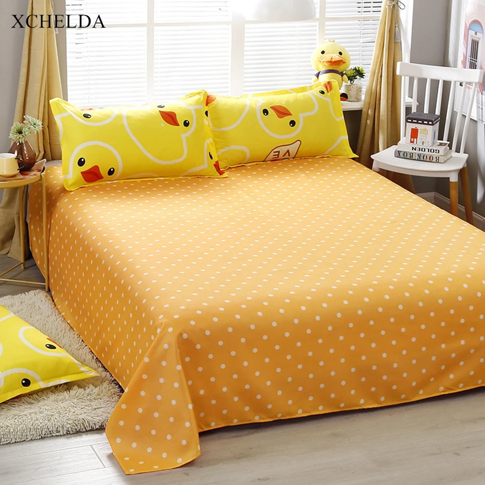 Комплект постельного белья для всей семьи пододеяльник двуспальная желтая