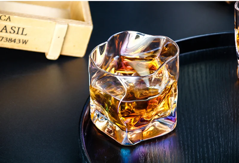 

Set of 2-250ml irregular style party home Crystal whiskey glass club beer drinking glass cups GLA-115