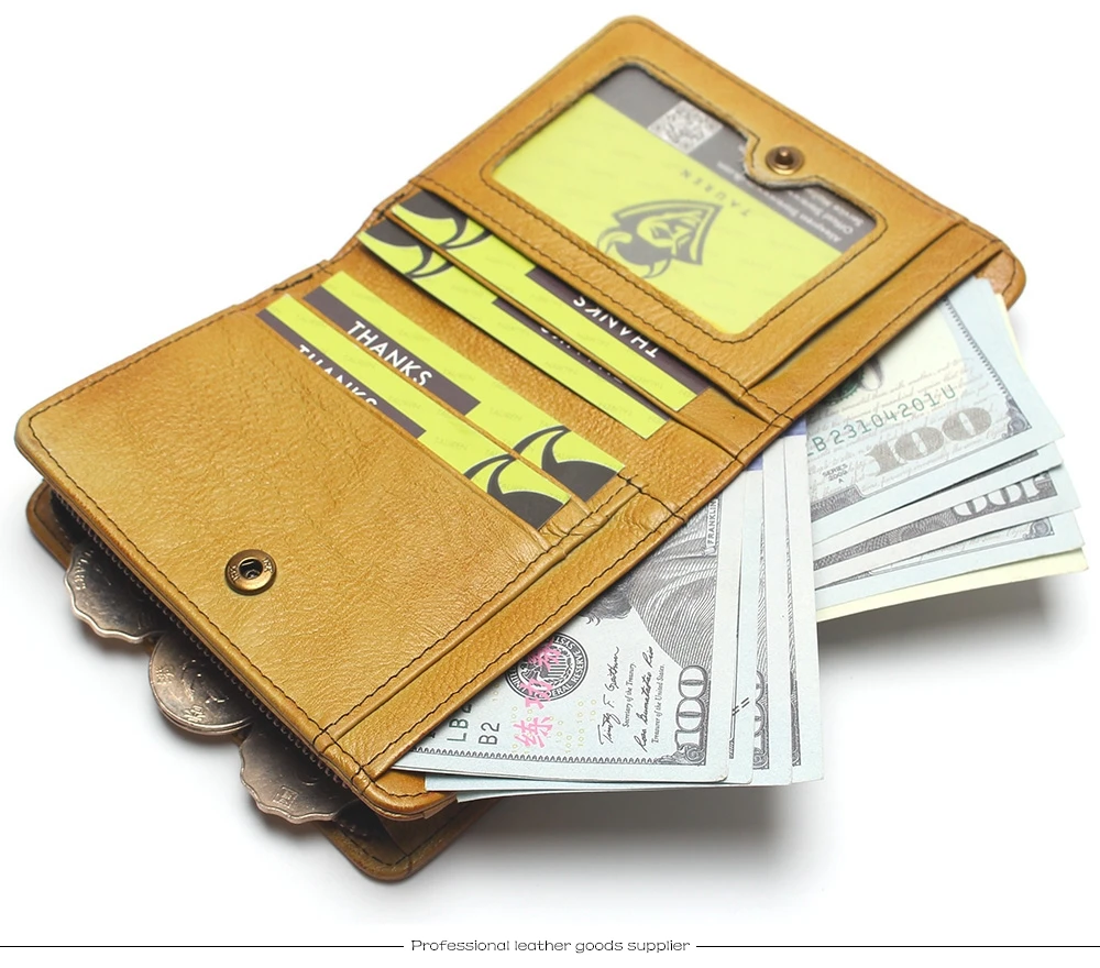 Natural Leather RFID Blocking Men's Top Layer Leather Brushed Wallet Handmade Retro Wallet Pure Leather Leather Coin Purse