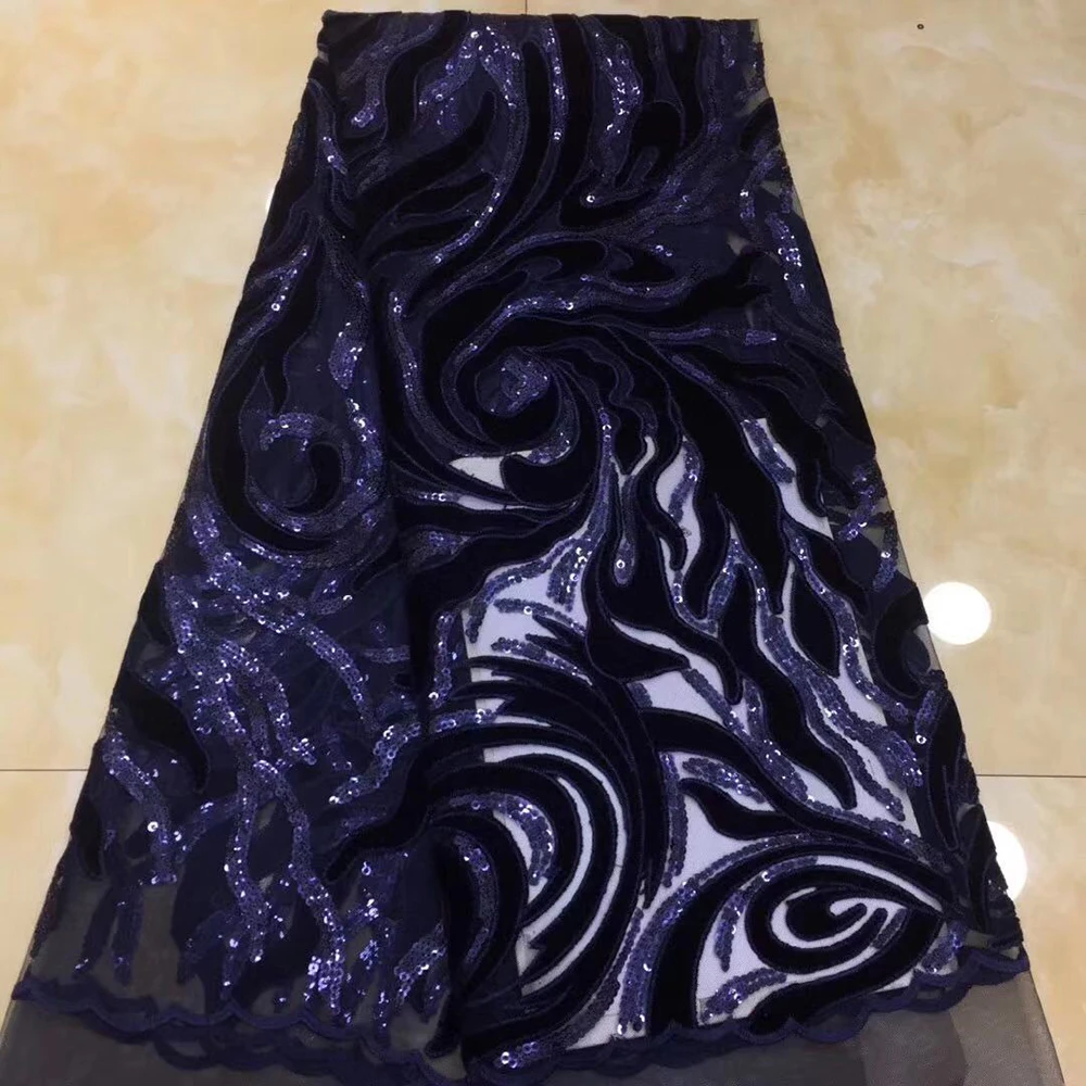 Фиолетовая африканская французская кружевная ткань Высококачественная вышивка