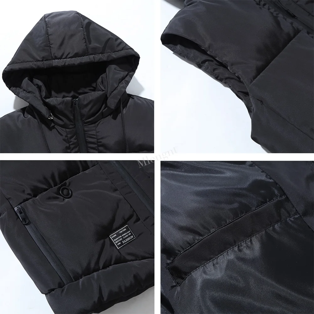 

Winter Down Hooded Vest Mens Clothing Pockets Warm Sleeveless Jacket Male Casual Waistcoat Men Vest Size 4XL-8XL