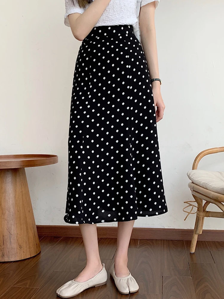 

Summer 2021 umbrella skirt chiffon dot skirt thin high waist women skirts