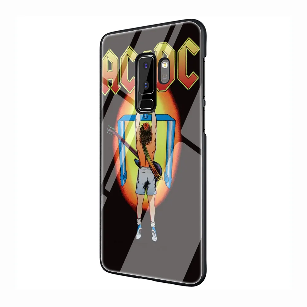 G1 ACDC рок-группы закаленное Стекло TPU черный чехол для Galaxy S7 край S8 S9 S10 Plus, Note 8, 9, 10, A10 20 30 40 50 60 70 - Цвет: G1