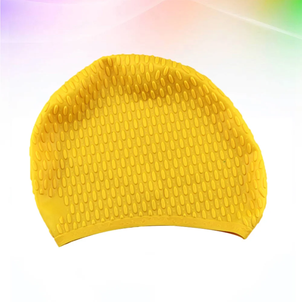 

Useful Silicone Swimming Cap Practical Waterproof Swim Pool Hat Long Hair Ear Protection Swim Caps for Female (White)