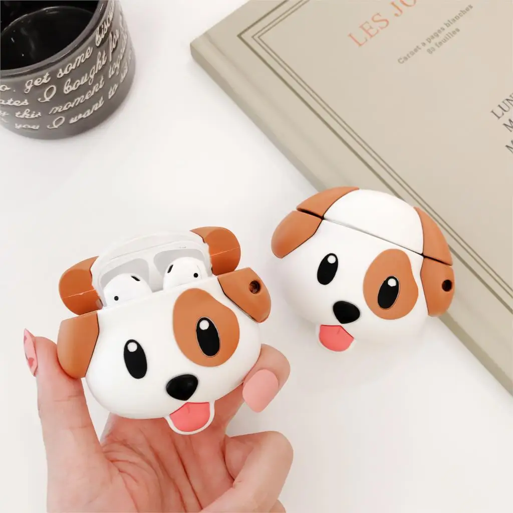 3D чехлы для наушников AirPods 2 чехол с милым медведем милой собакой мультяшный Apple Air