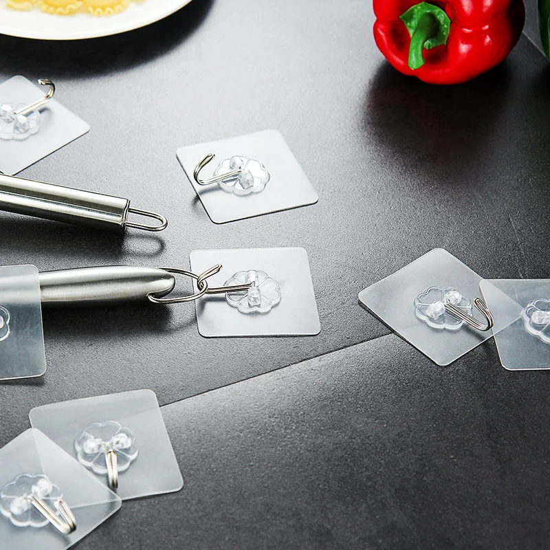 

10 PCS Kitchen Organizer Hooks Wall Key Holder Magnetic Hook Transparent Wall Hangers Bathroom Office Organizer