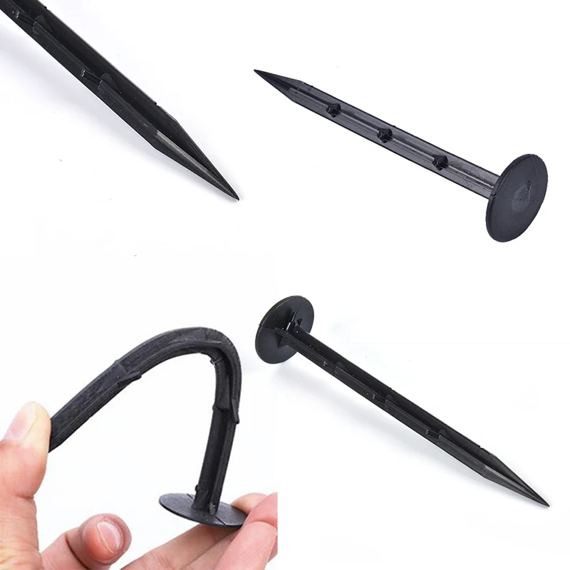 

50pcs/Pack Black PP Mulch Shading Pest Control Garden Ground Nail Plastic Film Fixed Pegs Gardening Fixing Tools