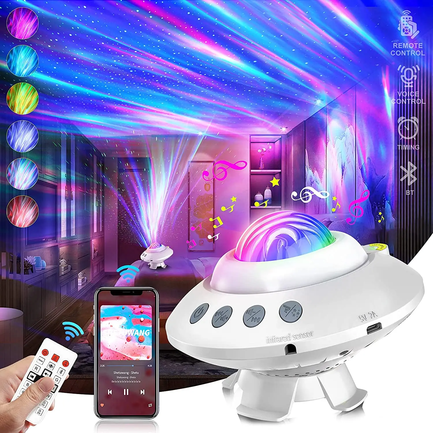 Светодиодный проектор Aurora Star Galaxy ночник океанской волны комнатный декор