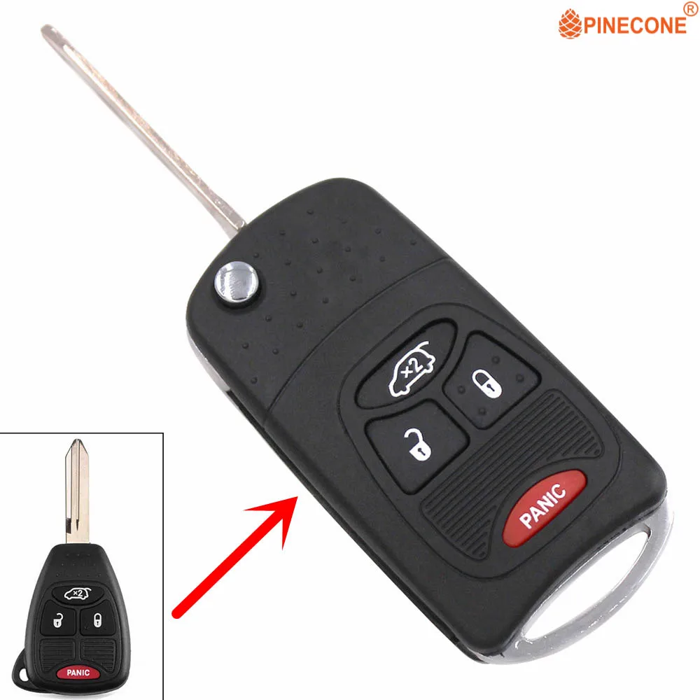 

PINECONE for Chrysler 200 300 300c PT Cruiser Sebring Dodge Avenger Charger Jeep Commander 3+1Buttons Modified Car Key Fob Shell