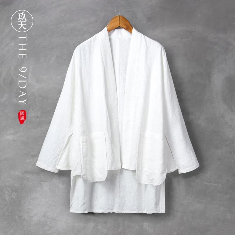 

★improved hanfu retro men's clothing of cotton and flax Chinese jacket on the ancient costume outfit young men's leisure