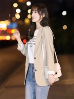 coat 2021 spring and autumn new apricot color small suit jacket female english