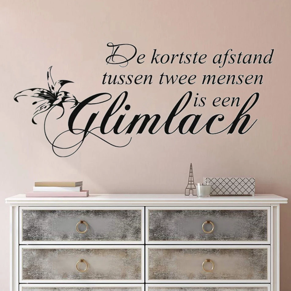 

Vinyl Wall Stickers Quotes De Kortste Afstand Dutch Quote Decals Mural for Livingroom Bedroom Decoration Poster RU2124