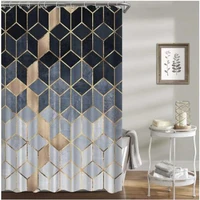 geometric printed shower curtain for bathroom with hook 3d marble pattern hexagons waterproof polyester fabric bathroom curtain
