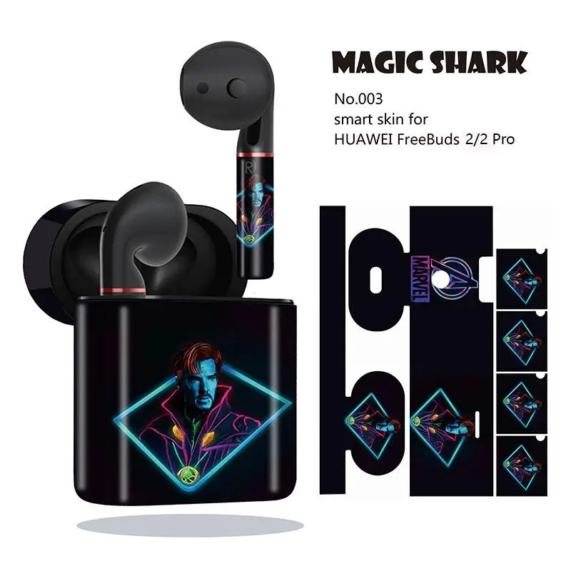 Magic Shark Marvel DC Spider Man Defensive Iron Deadpool Captain American Sticker Case for HUAWEI Freebuds 2 Pro | Мобильные