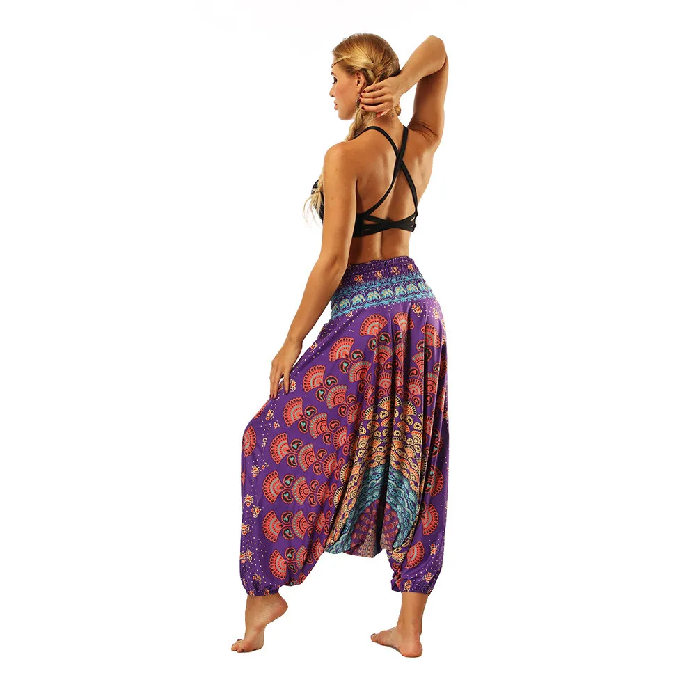 

Harem Pants JumpsuitWoman Summer Casual Loose Yoga Trousers Baggy Boho Aladdin Print Fashion Jumpsuit Pants 2021 Female