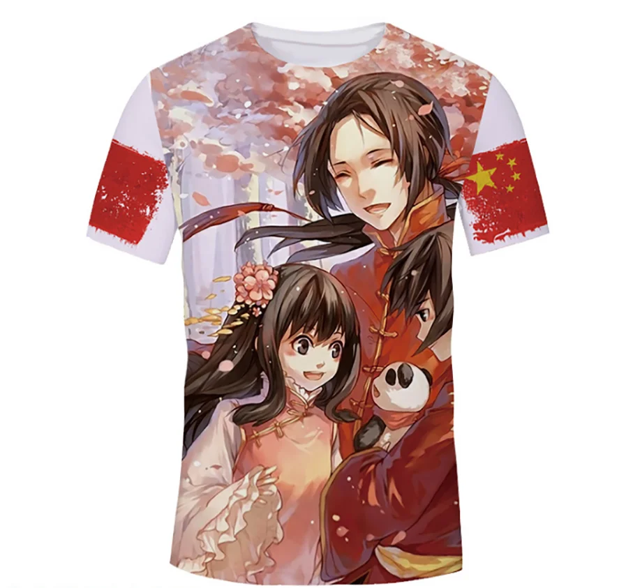 Футболка мужская и женская с принтом аниме Axis Powers повседневный модный топ