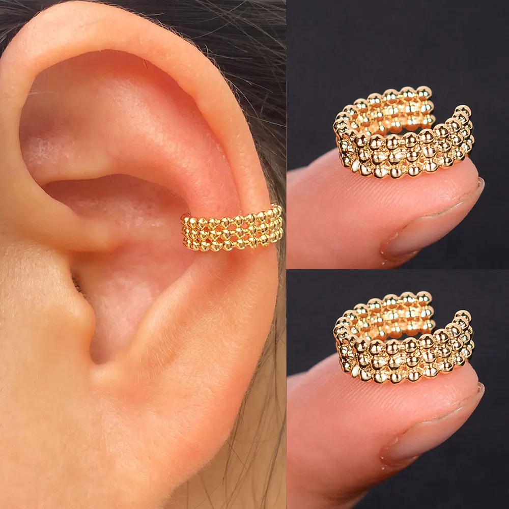 2022 Hot Wrap Clipcuffs Statement Clip on Earrings Without Piercing Cartilage Cuffs for Women Girl Geometry Ear Cilps 2Pc - купить по