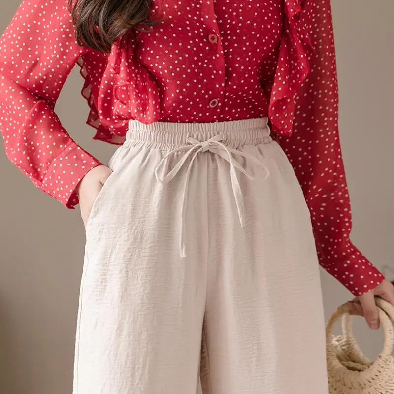 Женские широкие брюки-Капри с эластичным поясом Свободные повседневные брюки