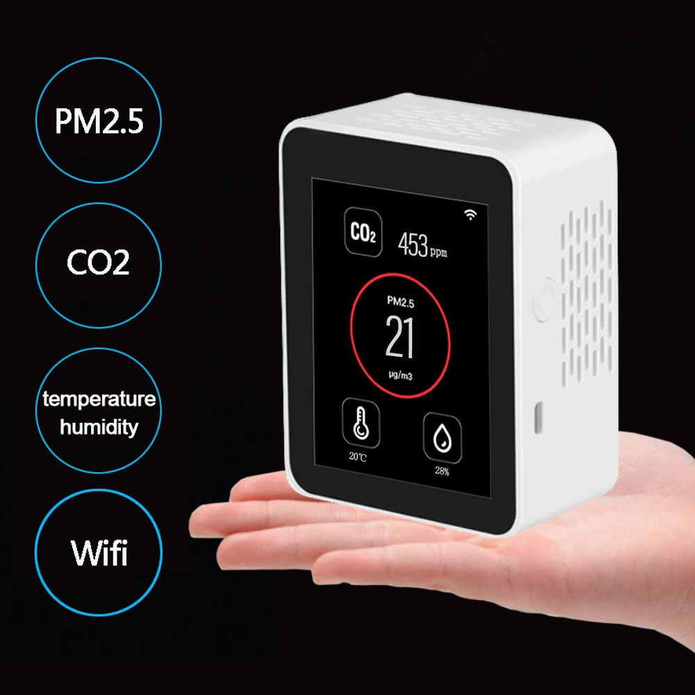 

Tuya WIFI 2.8In Air Quality Monitor TFT Color Display Screen Intelligent CO2 PM2.5 Temperature Humidity Multifunctional Detector