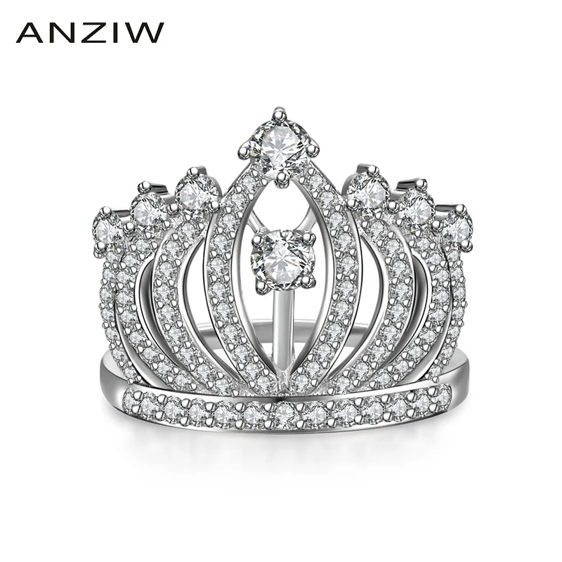 Новейшие кольца принцессы из стерлингового серебра 925 пробы с короной для женщин