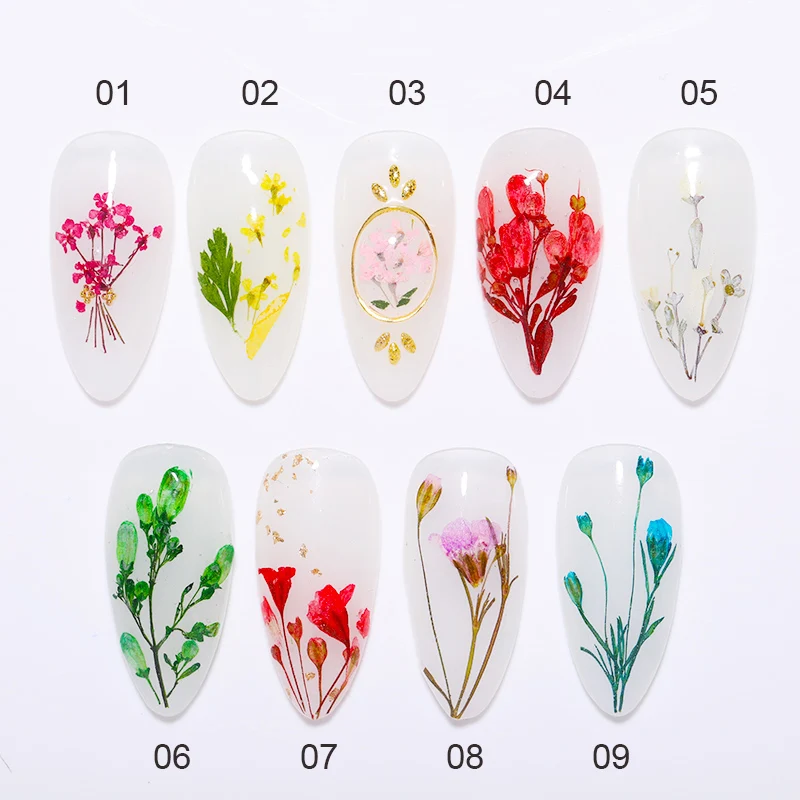 Сушеные цветы украшения для ногтей натуральные цветочные 3D сухие гортензии