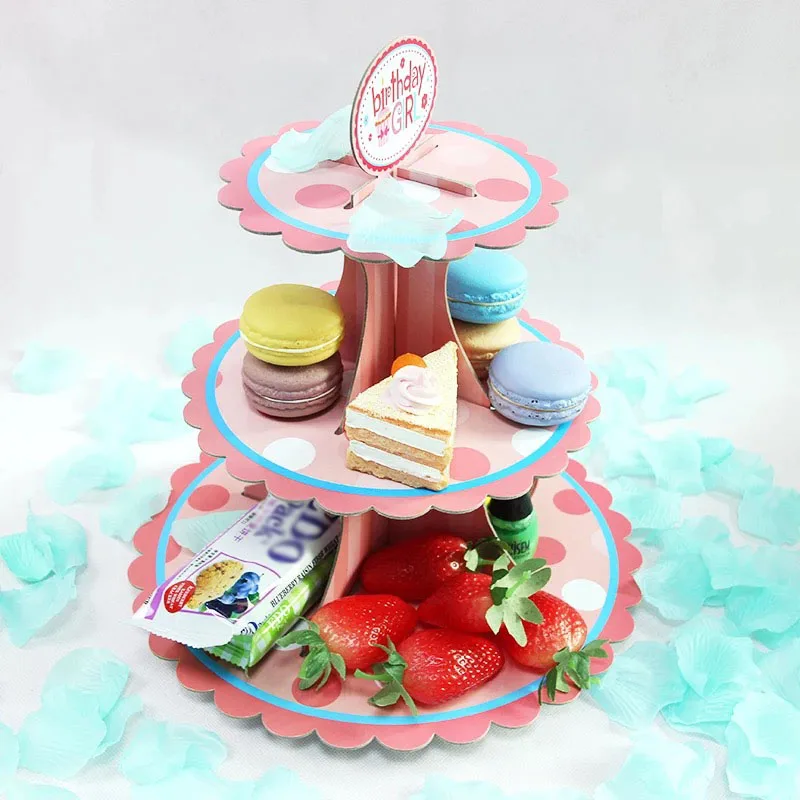 3 уровневая подставка для торта и Фруктовая тарелка круглая картонная кекса
