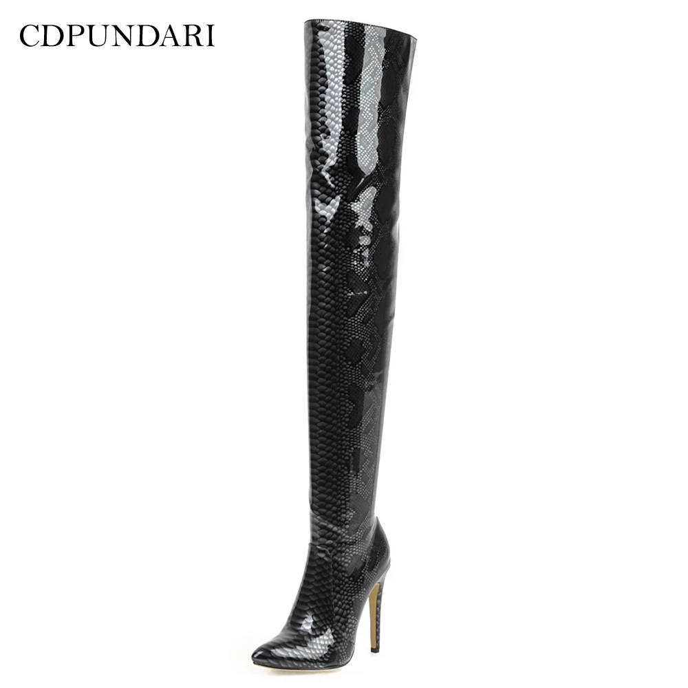 Ботфорты на высоком каблуке женские высокие сапоги до бедра женская зимняя обувь