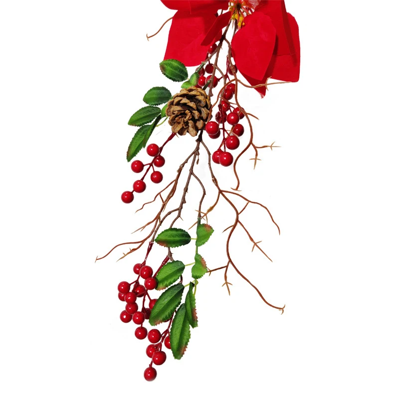 

Berry Christmas Garland Artificial Flower Leaves Red Berry Front Door Wall Garland Decoration for Xmas Wedding Party