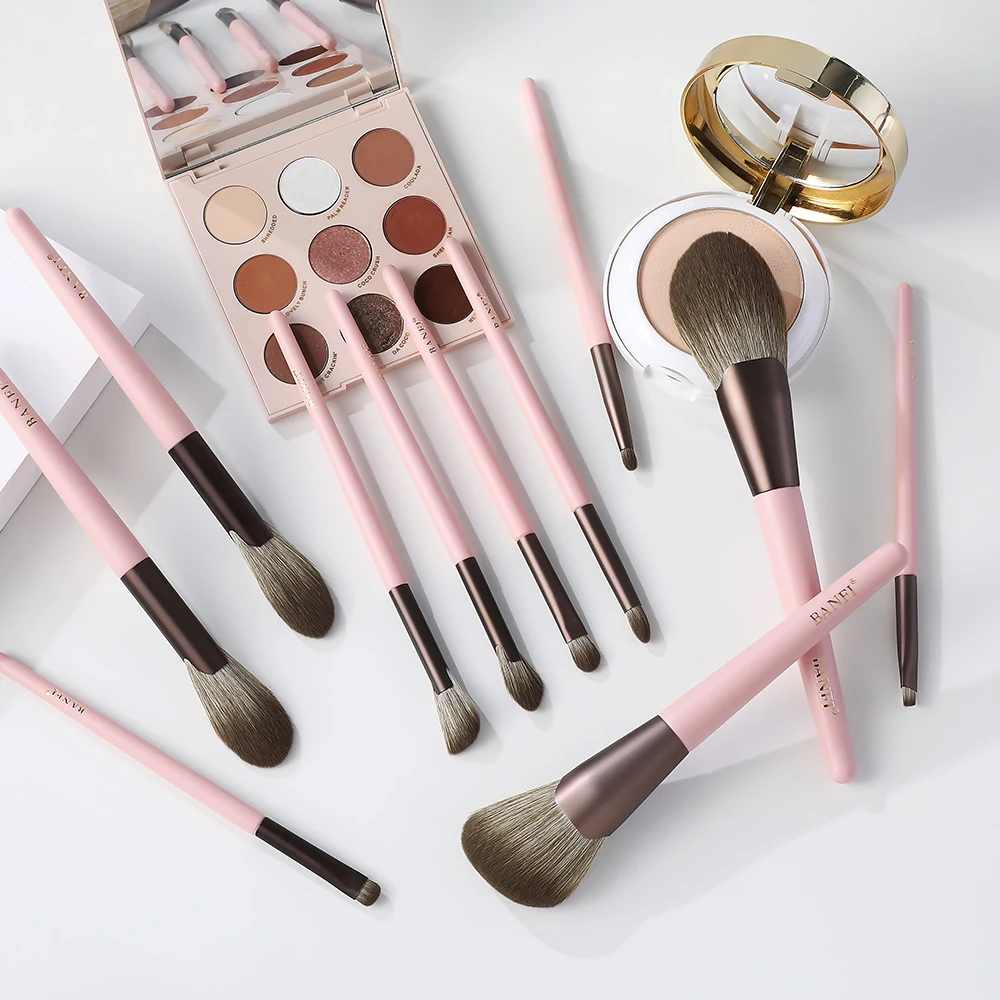 

BANFI 11 pcs Cherry blossom pink Shadow brush Eye Shadow Concealer foundation brush foundation brush set beauty eyeliner
