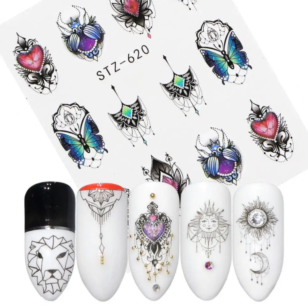 

Nail Sticker Flower Water Transfer Black Necklaces Jewelry Nail Decal for Professional Salon Nails Decoration Nail Foils Sticker