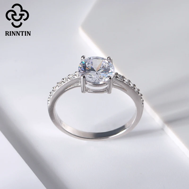 Rinntin кольца из стерлингового серебра 925 пробы Женское Обручальное кольцо