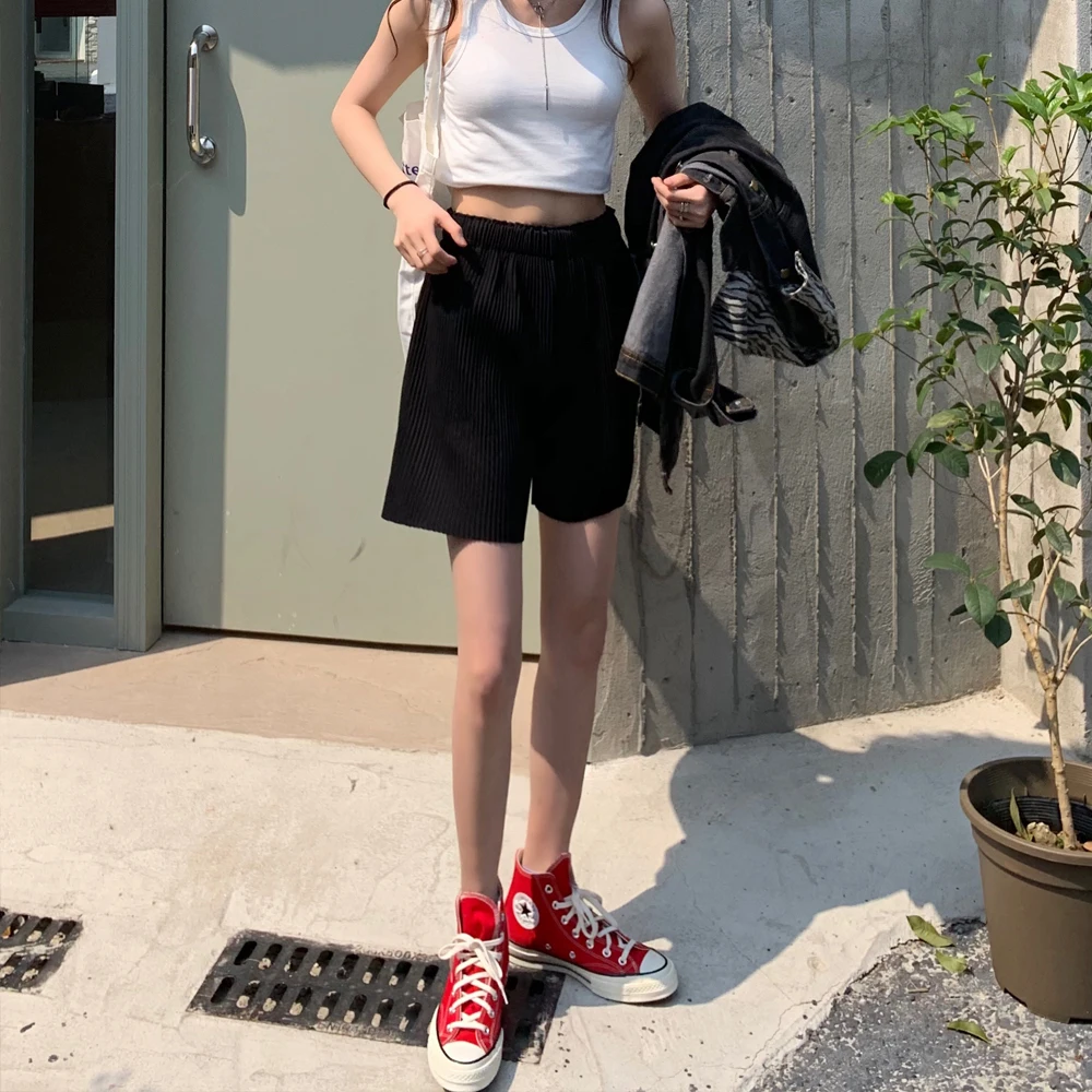 Новые Плиссированные Свободные повседневные брюки в Корейском стиле женские