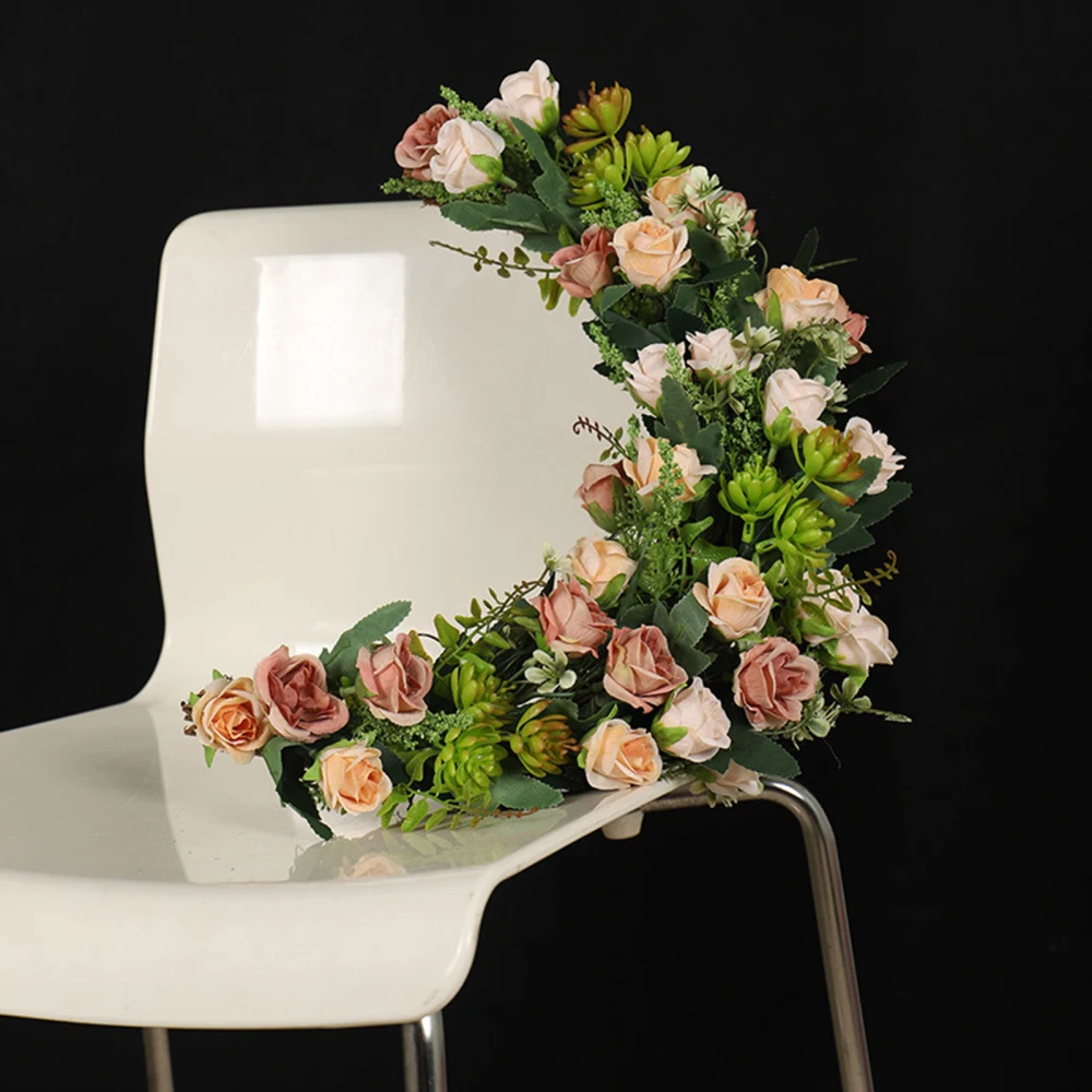 

Wall Decor Fake Flower Wreath Simulation Wreaths Artificial 40x30x10cm Shofar Vine Decoration Wedding For Front Door With Light