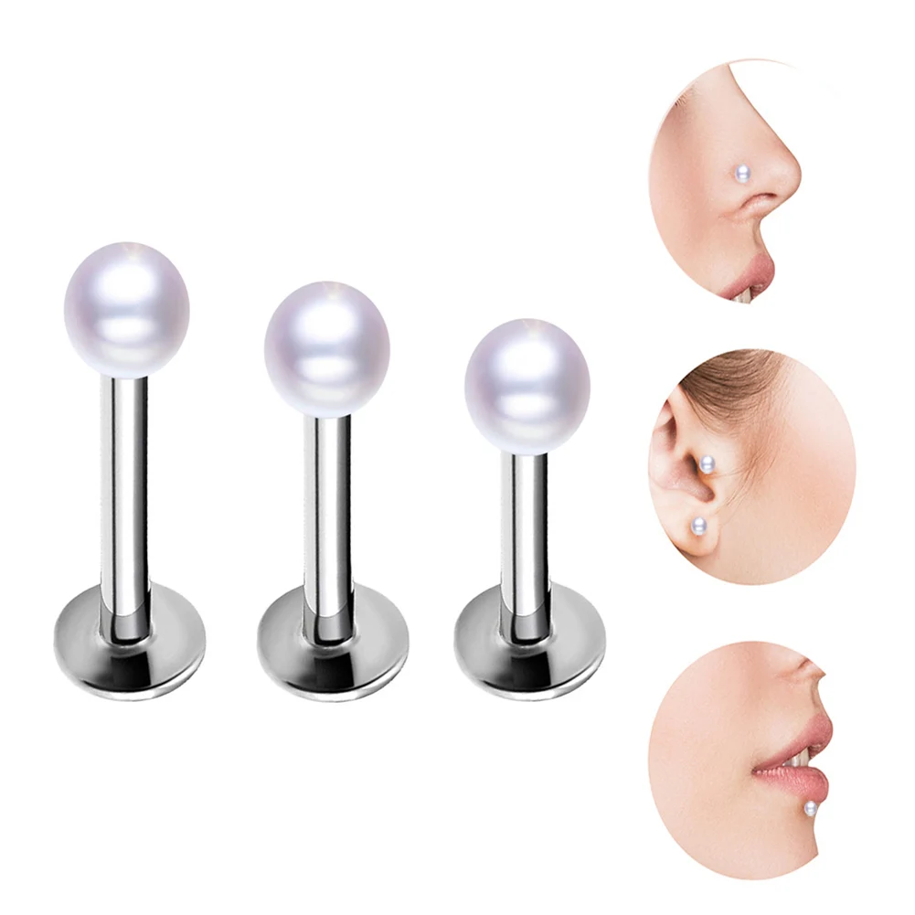 1 шт. женские Украшения для пирсинга искусственный жемчуг нос губы уши гвоздь