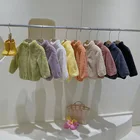 Осень-зима 2021, новинка, хлопковая куртка для мальчиков и девочек, детское плюшевое пальто, милая теплая одежда для малышей, кардиган на молнии с воротником-стойкой