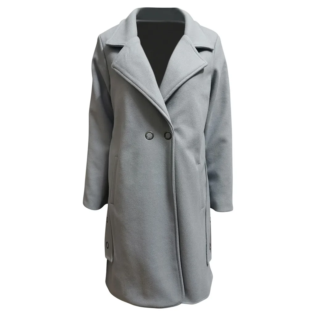 Women Outerwear Overcoat Autumn Winter Jacket New Fashion Long Woolen Coat Women Long Sleeve Slim Solid Female Wool Coats#108