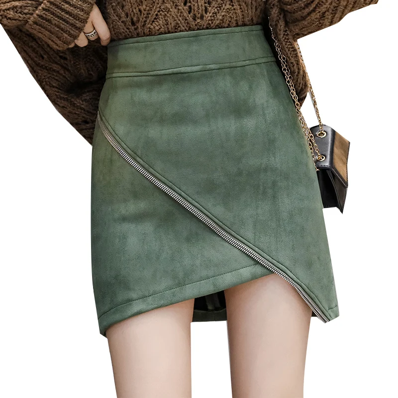 

Autumn New Solid Asymmetrical Women Skirts Straight Sexy Short Female Buttoming Clothing Top Quality