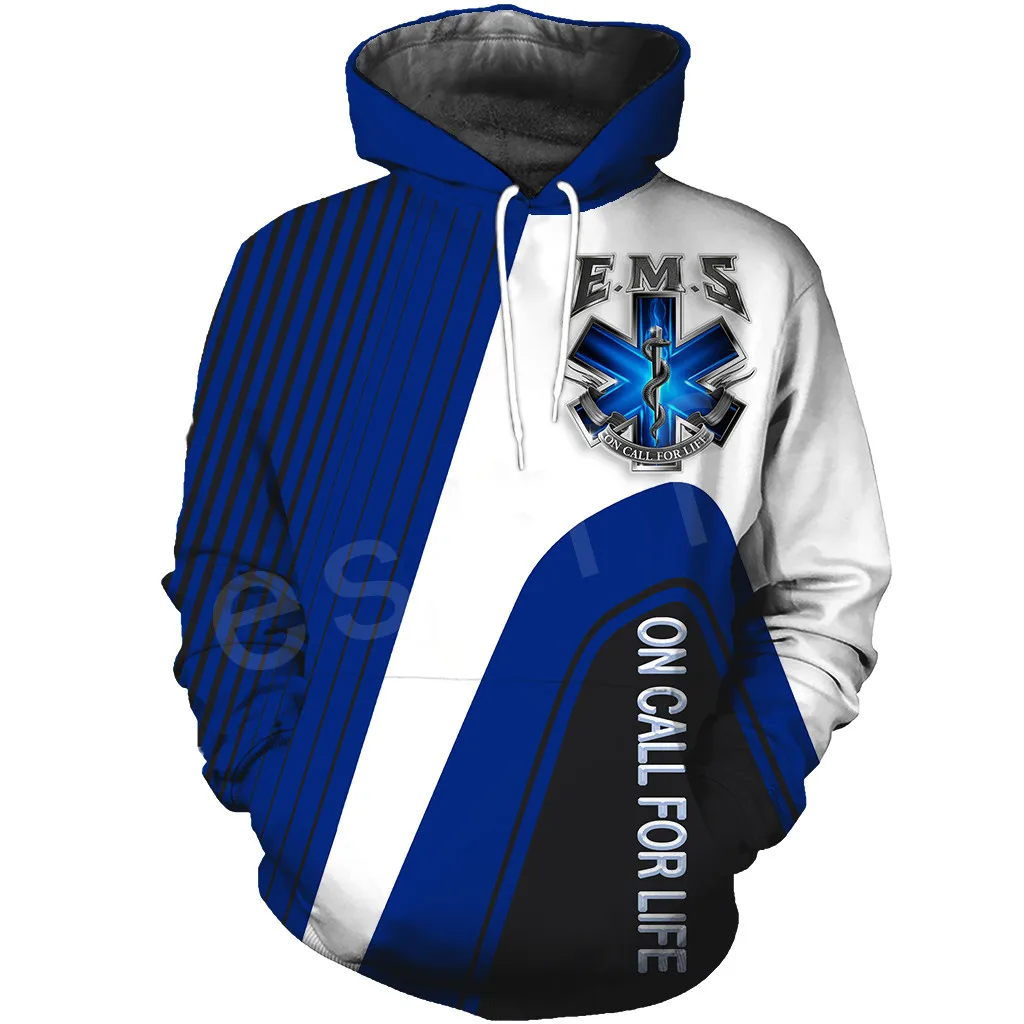 

LIASOSO Emergency Medical Technician EMT EMS Paramedic Long Sleeve Casual Streetwear 3DPrint Zip/Hoodies/Sweatshirts/Jacket