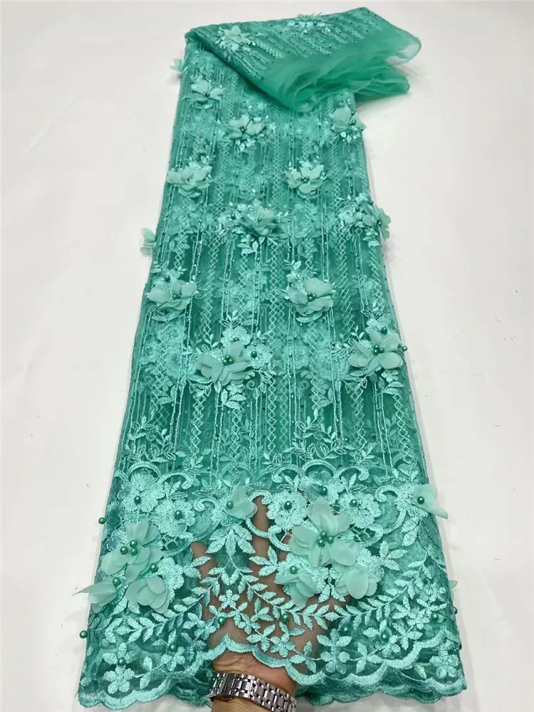 

3d аппликация, бусины, кружево, африканская французская сетчатая кружевная ткань, высококачественные бусины, 3d вышивка, нигерийский тюль, се...